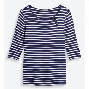 Loveappella Elroy Angled Button Knit Top Navy SP